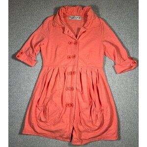 Mur Mur Womens Long Top or Dress Large Orange‎ Button Lagenlook Stretch